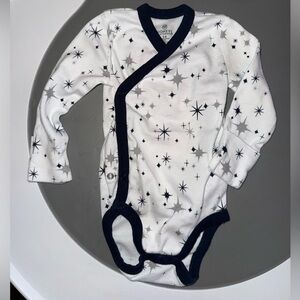 The Honest Company White and Navy Star Bodysuit, Side Snaps